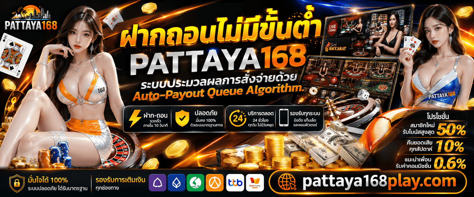 ฝากถอนไม่มีขั้นต่ำ PATTAYA168 ระบบประมวลผลการสั่งจ่ายด้วย Auto-Payout Queue Algorithm